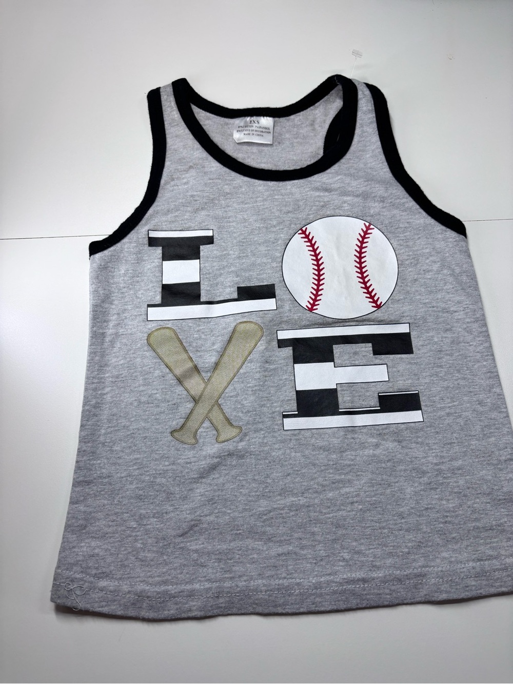 Kids Unisex Size 2 XS Gray Baseball Graphic Tank Top New Without Tag